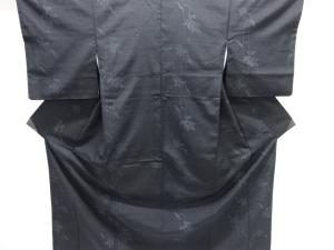 葉模様織り出し手織り紬着物